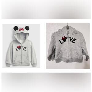 NEW GAP Disney Gray Hoodie with Love Print Minnie Mouse Hoodie Ears COMFY